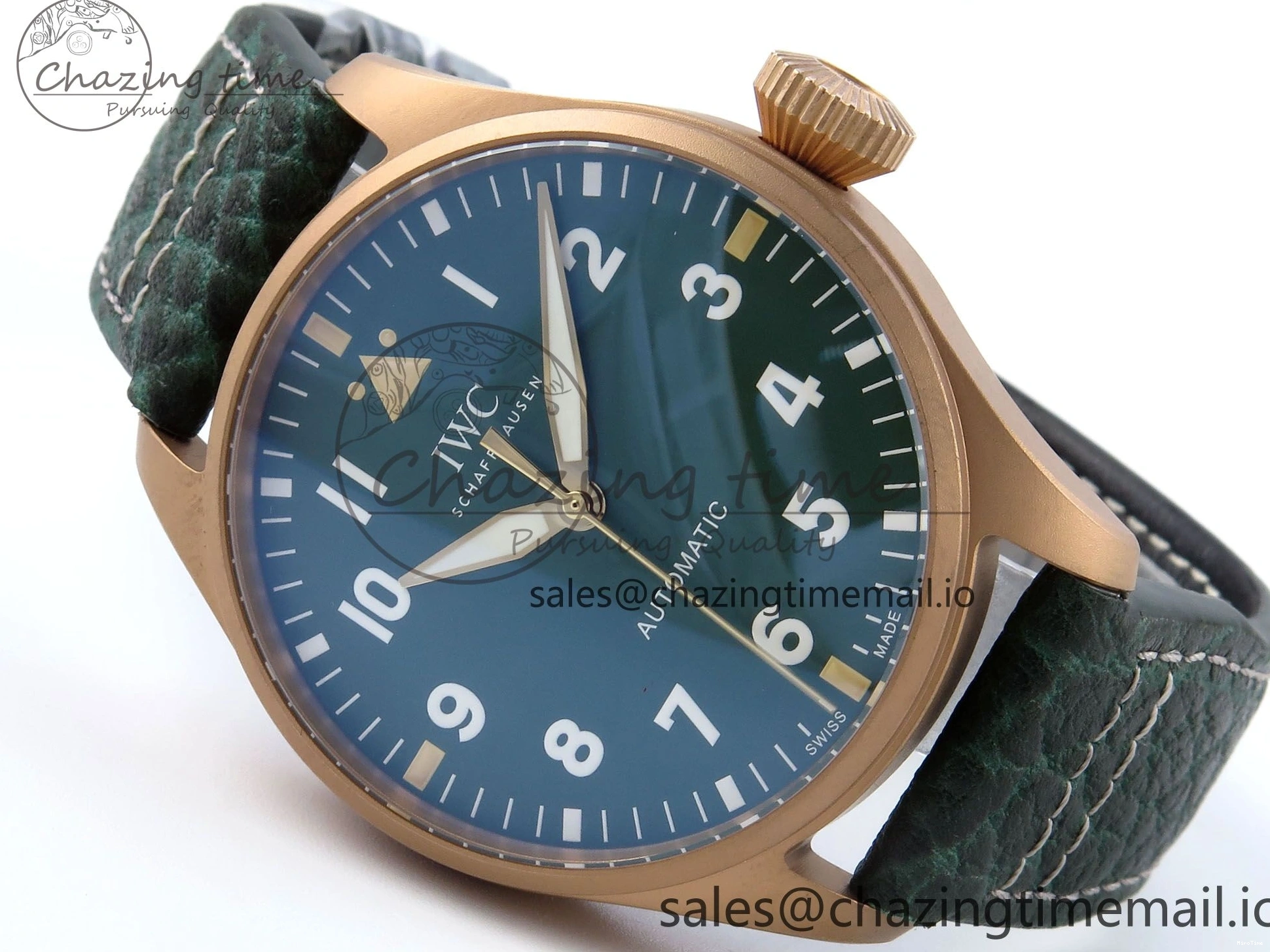 MIROTIME 0505 Durable Big Pilot IW329702 M+F 1:1 Best Edition Green Dial on Green Leather Strap MY 7006